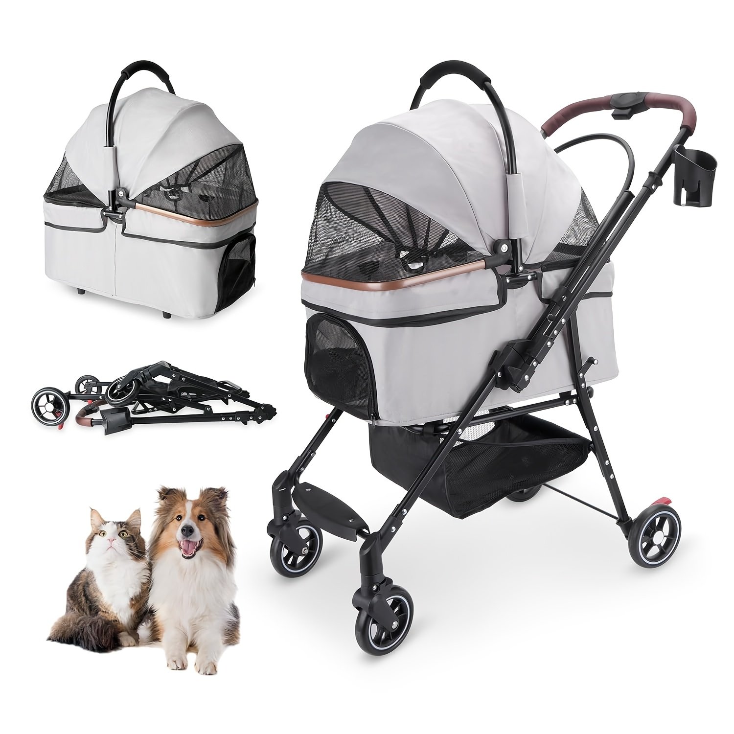 3-in-1 Luxury Pet Stroller with Detachable Carrier - Image 2