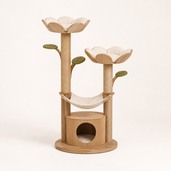Flower-Shaped Wooden Cat Tree