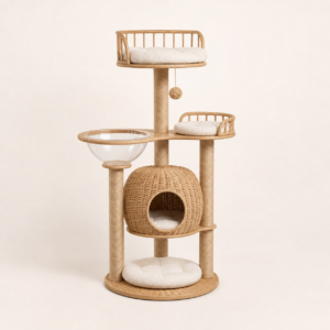 54-Inch Rattan Cat Tower