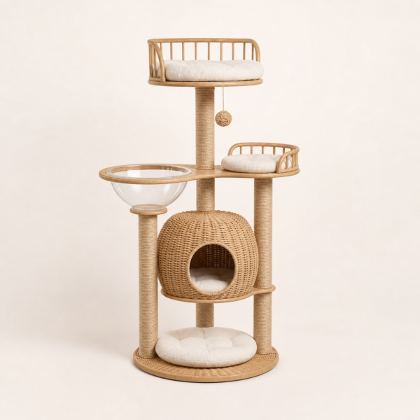 54-Inch Rattan Cat Tower