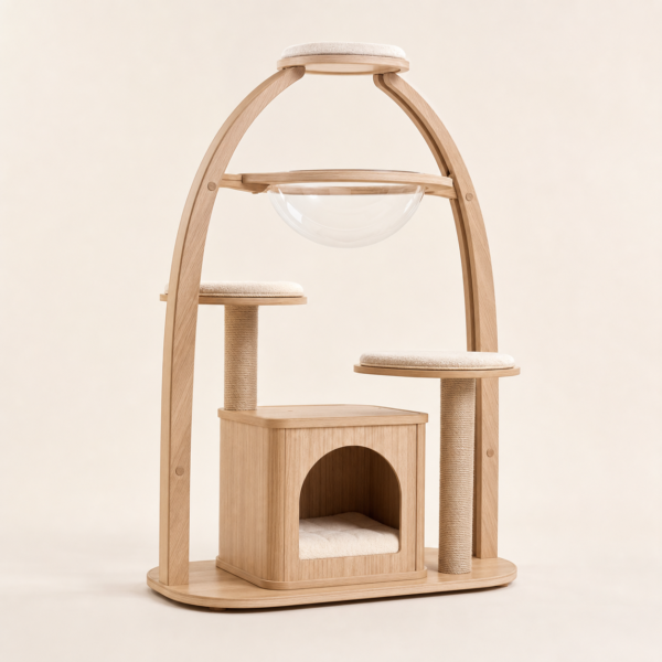 Luxurious Arched Wooden Cat Tree