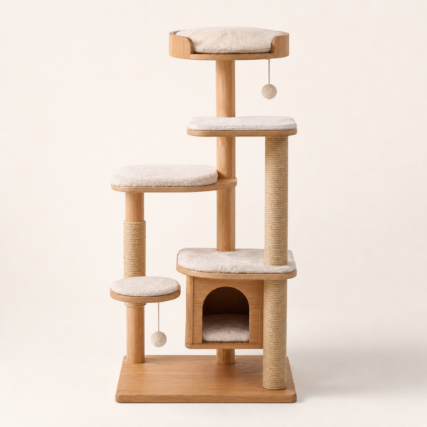 BINGOPAW 148 cm Solid Wood Cat Tree